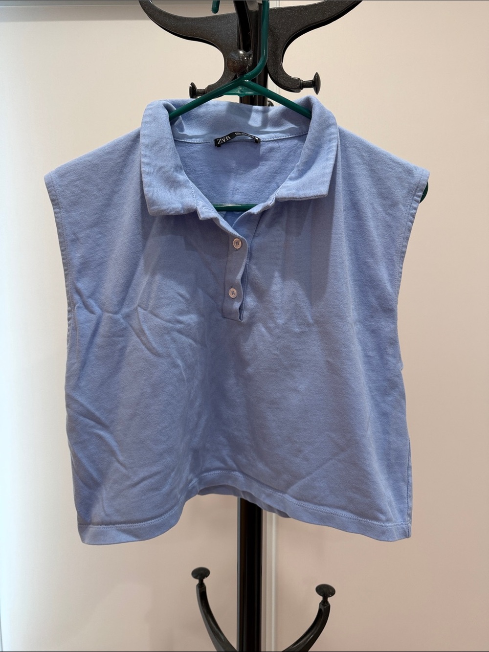 Zara Light Blue Sleeveless Polo Tank
